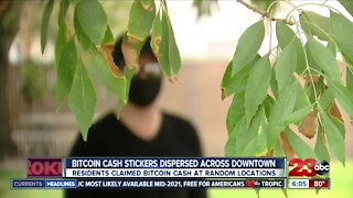 Bitcoin cash stickers spread randomly across Downtown Bakersfield l
