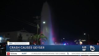 Hit-and-run crash causes geyser in Valencia Park