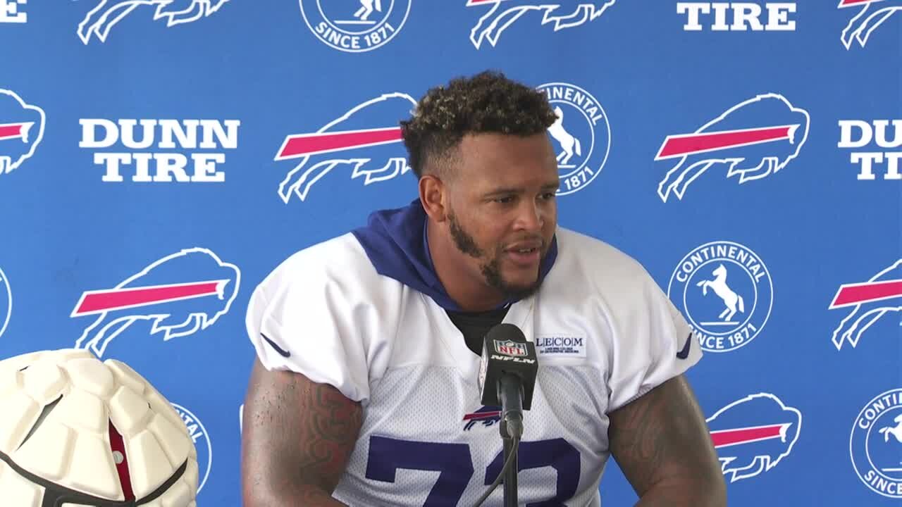 Bills Training Camp Day Four Dion Dawkins speaks at press conference