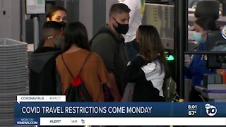 New COVID restrictions take effect Monday for international travelers