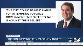 Tucson's COVID-19 employee vaccine mandate violates state law, Arizona Attorney General says