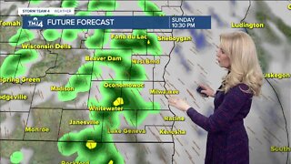 Scattered showers Sunday night
