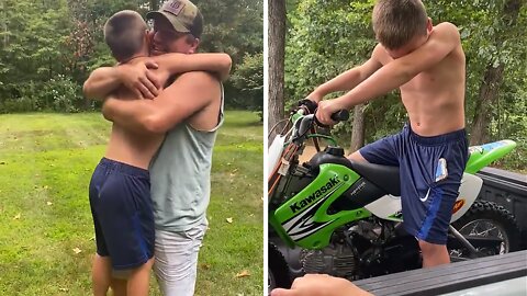 Kid has the sweetest reaction to surprise dirt bike gift