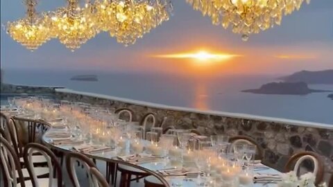 Dreamy dinner setup in Santorini, Greece