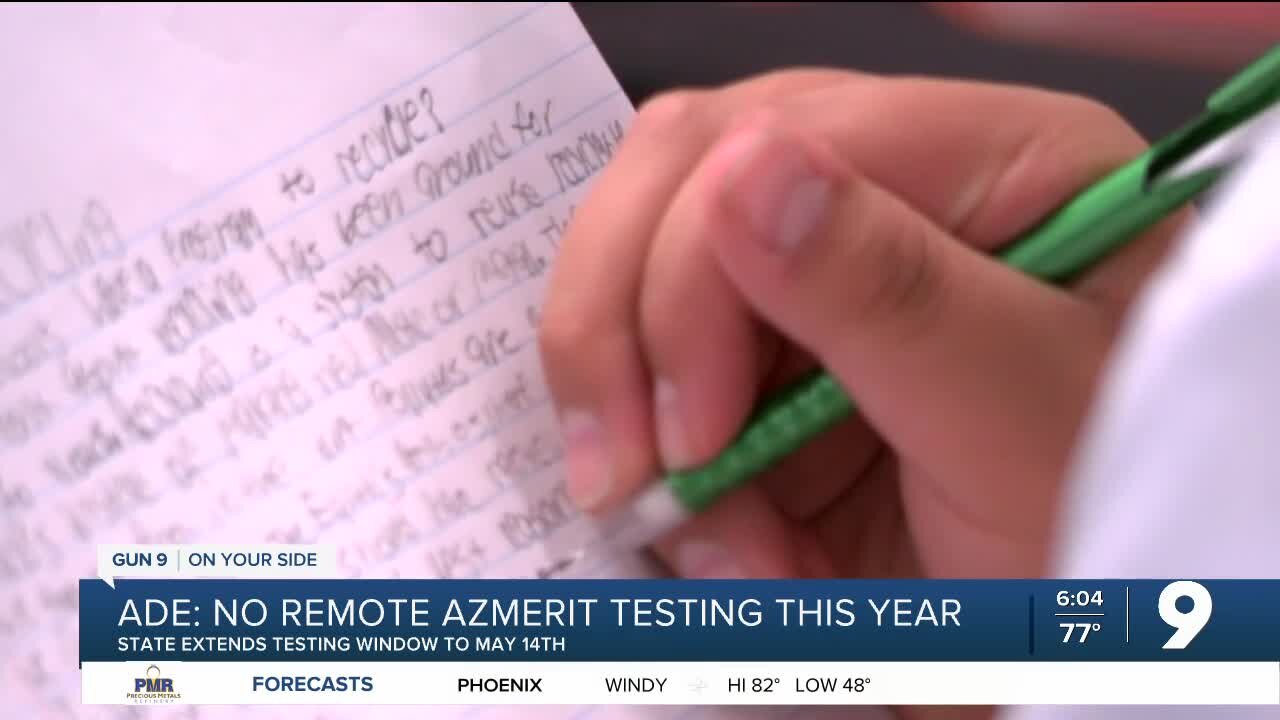 ADE No remote AzMERIT testing this year