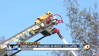 Firefighter injured when roof collapses while battling fire
