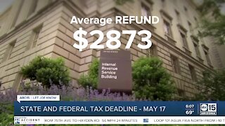 State and federal tax deadline looming: May 17