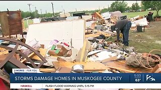 Storm destroys Muskogee County mobile home