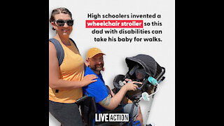 High School students developed a wheelchair stroller for disabled father