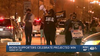 Biden supporters celebrate projected win