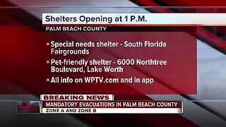 Palm Beach County ordering mandatory evacuations, opening shelters
