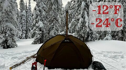 Winter Hot Tent Camping In Bitter Cold Weather