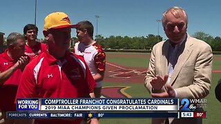 Comptroller congratulates Calvert Hall's baseball team
