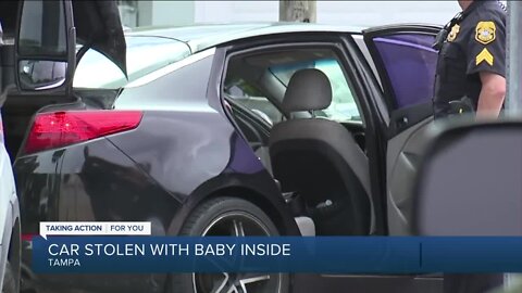Tampa Police searching for suspect who stole car with baby inside