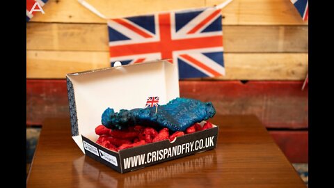 Cod Save The Queen! Chippy Creates Patriotic Union Jack Fish And Chips For Queen’s Platinum Jubilee
