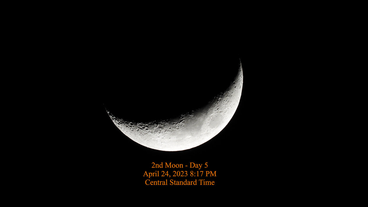 Moon Phase April 24, 2023 817 PM CST (2nd Moon Day 5)