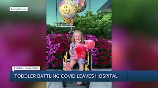 Toddler battling COVID leaves hospital