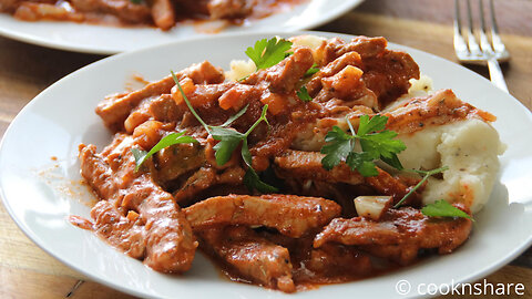 Budget Creamy Spicy Pork Strips in Tomato Sauce - The Best Cheap Meal ideas!