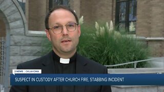 Suspect in custody after church fire, stabbing