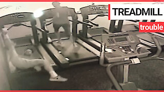 Hilarious video shows hapless man falling off a treadmill