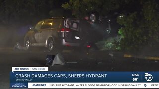 Driver crashes into cars and hydrant in Spring Valley