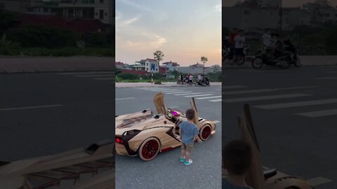 Poor Woodworker Give Wooden Lamborghini For His Son #Shorts