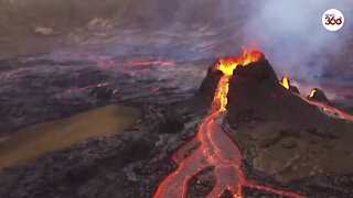 Drone footage captures massive Erupting Iceland Reykjanes volcano
