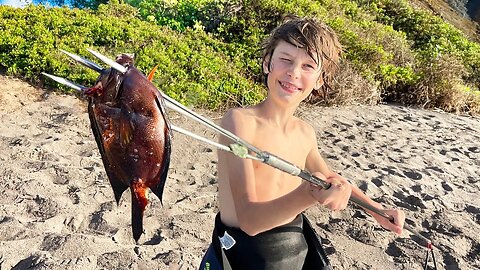Spearing His First Fish! | Spearfishing Catch and Cook in Hawaii