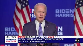 Joe Biden delivers unifying speech as race remains too close to call