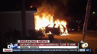 Vehicle catches fire in front of Normal Heights house