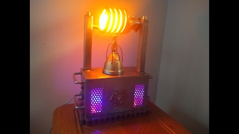 Steampunk Induction coil lamp- SOLID STAINLESS STEEL! Heirloom Grade!