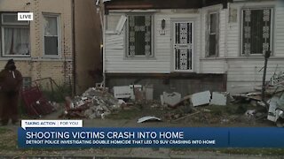 Shooting victims crash into home in Detroit