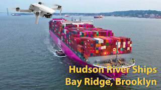 Cargo ships on Hudson river