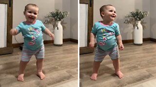 Baby girl owns the dance floor with her adorable dance moves
