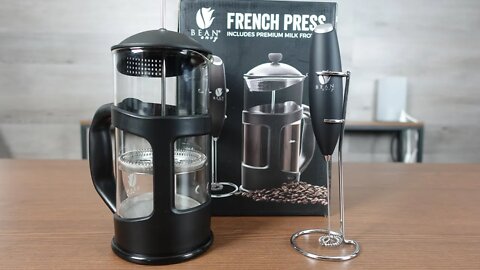 Bean Envy Glass French Press and Milk Frother combo