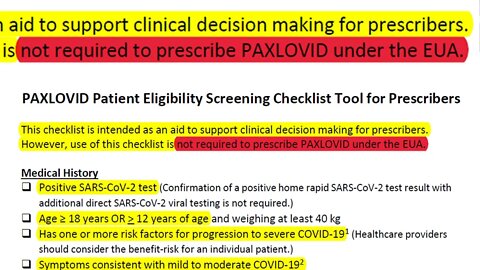FDA Paxlavoid Patient Screening Checklist