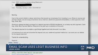 Email scam uses legitimate business info