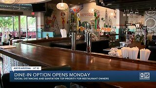 Dine-in options open in Arizona Monday