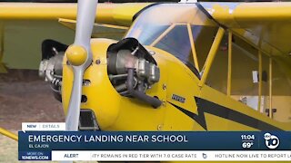 Plane makes emergency landing near school