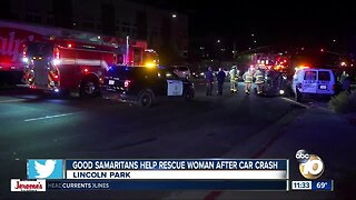 Woman rescued after rollover crash in Lincoln Park