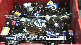 Empty bottles piling up after ban on returns during pandemic