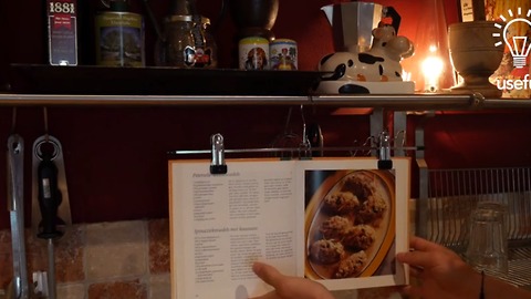 How to make a DIY cookbook hanger in 10 seconds