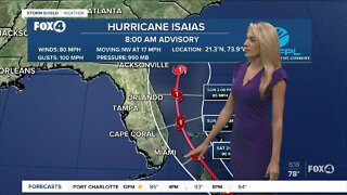 Hurricane Isaias forecasted to become a Category 2 hurricane