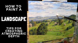 How to Paint a LANDSCAPE - Tips for Creating Atmospheric Depth and colour mixing