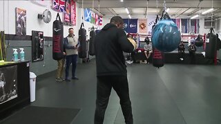Cruiserweight boxing champ training at Eastlake gym
