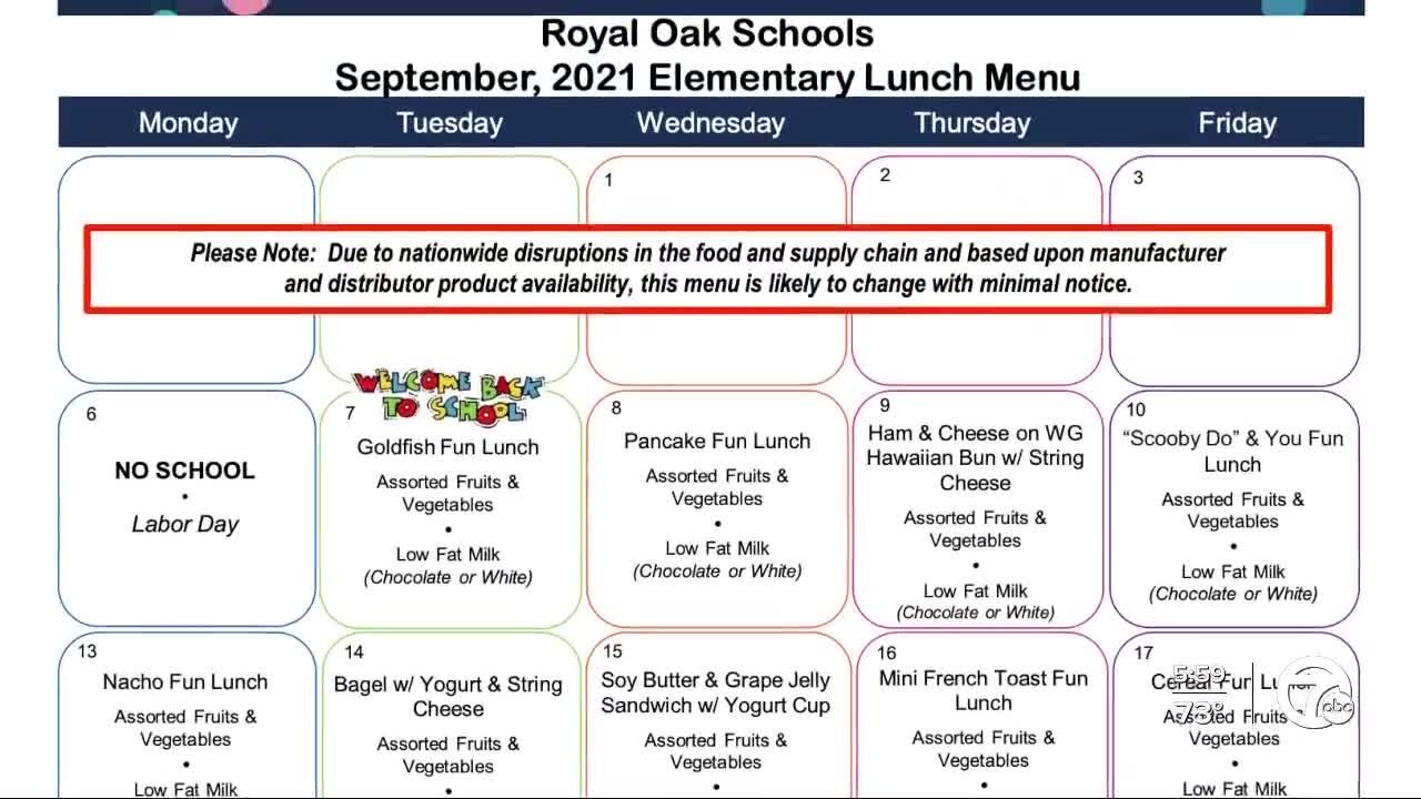 Royal Oak Public Schools taking heat from parents over lunch menu for