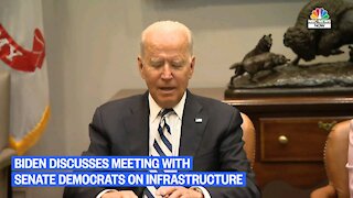 Biden Discusses Infrastructure Meeting with Senate Democrats