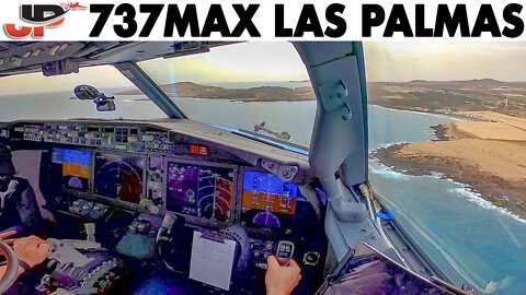Boeing 737MAX landing at Gran Canaria | TUIfly Belgium Cockpit