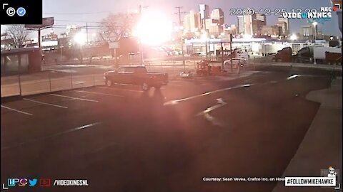New angle from the Nashville explosion shows massive fireball rising above the city