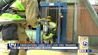 Firefighters carry out live fire training